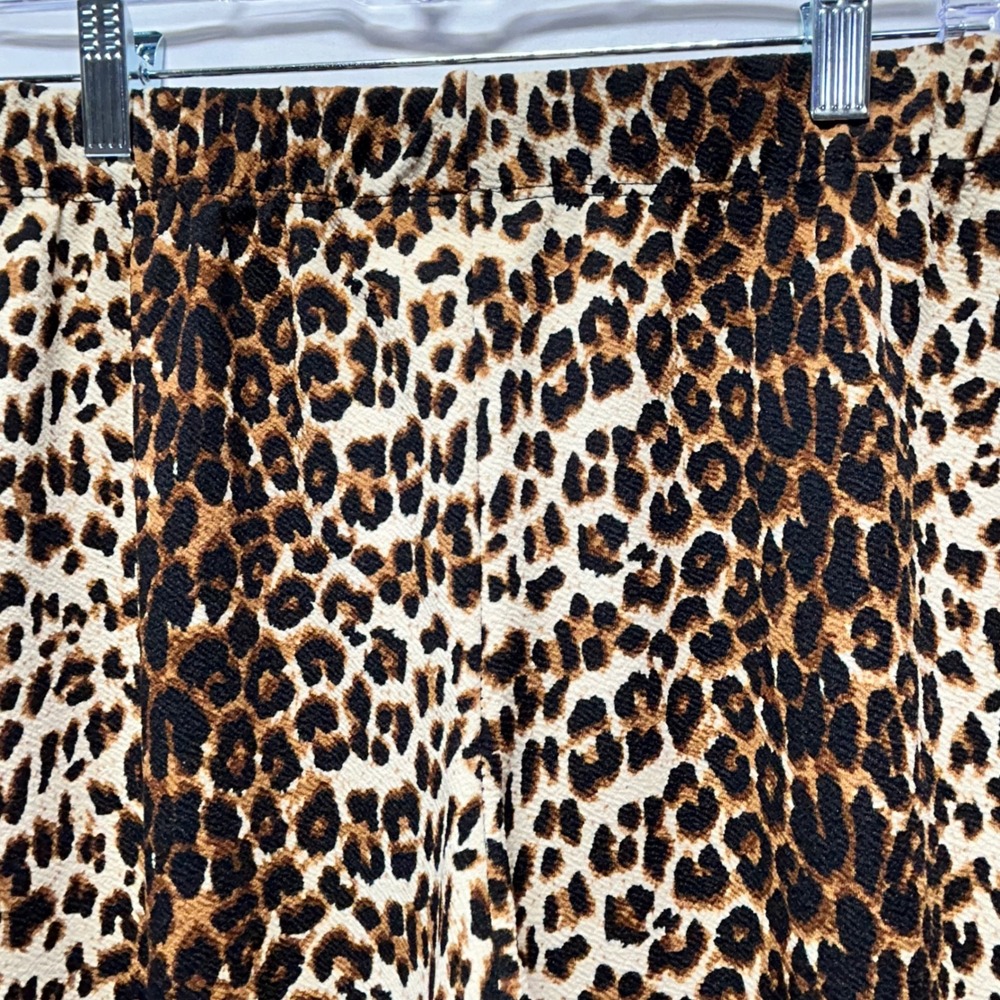 Park Avenue Leopard Print Flare Leggings Ruffle Bell Bottom Pants Women's M - Picture 7 of 9